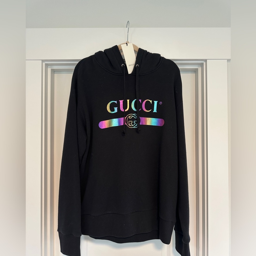 GUCCI Holographic Print Hoodie in Black